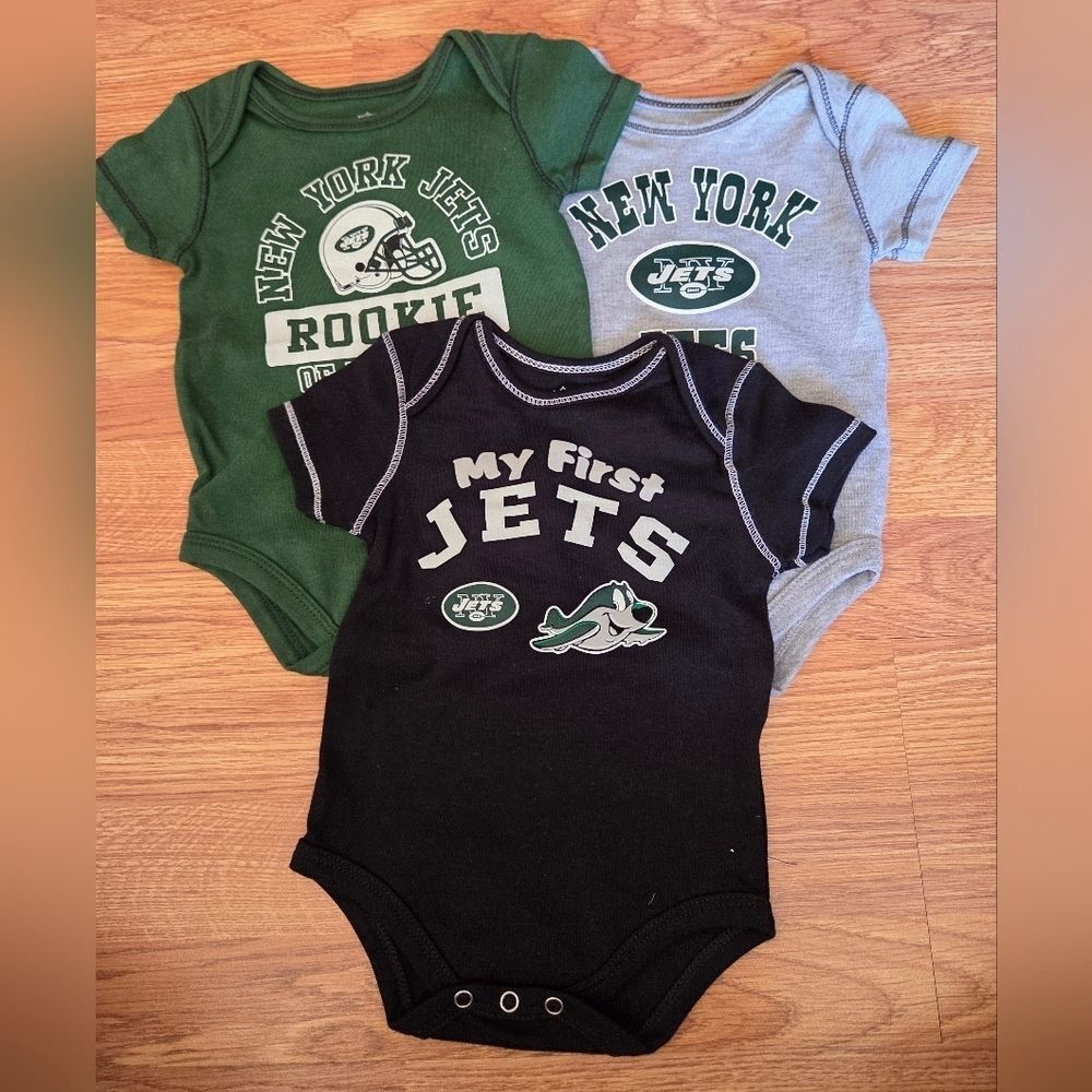 NFL NY Jets Baby Bodysuit 3pc 3-6 Months NWT 100% Cotton Football Athletic